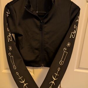 Disturbia Black Bomber Jacket with White Symbols